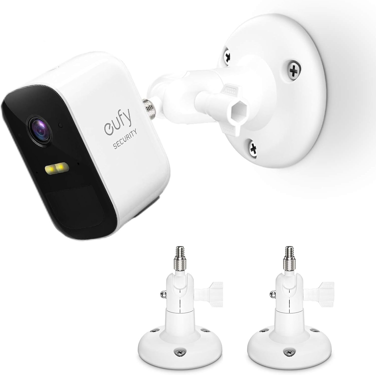 Adjustment Wall Mount Holder Compatible with Eufycam 2,eufyCam 2C/2C Pro, 2/2 Pro, 3C/S300, 3/S330 and Other Eufycams Compatible Models,1/4" Screw Camera Wall Mounts (2PACK, White) 2PACK WHITE