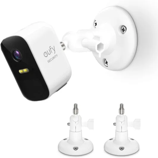 Adjustment Wall Mount Holder Compatible with Eufycam 2,eufyCam 2C/2C Pro, 2/2 Pro, 3C/S300, 3/S330 and Other Eufycams Compatible Models,1/4" Screw Camera Wall Mounts (2PACK, White) 2PACK WHITE