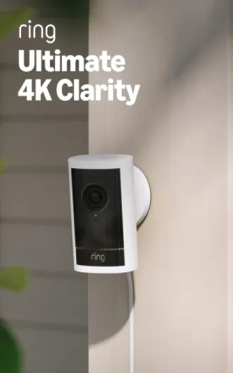 Outdoor Cam Pro, Plug-In (newest model), Home or business security, Retinal 4K with wide-angle video, 10x Enhanced Zoom, and Low-Light Sight, White White 1 camera Plug-In