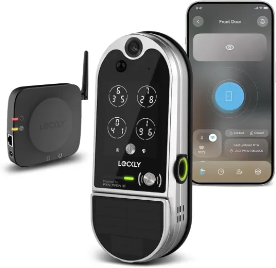 Vision Elite Video Smart Lock with Camera, Smart Wi-Fi Deadbolt for Front Door, PIN Genie® Keypad, Fingerprint Door Lock, Motion Sensor, App Remote Control, 2 Way Audio Doorbell, No Monthly Fee Satin Nickel