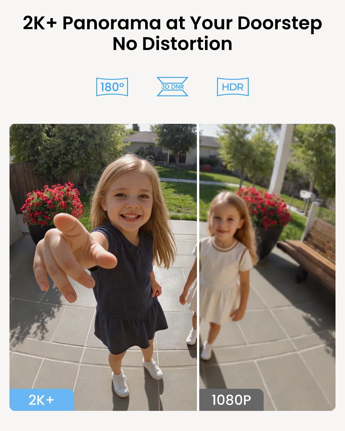 Wired Video Doorbell with Chime, 2K 5MP HD, 2.4/5GHz Wi-Fi Doorbell Camera, 180° Head-to-Toe View, Video Call, AI Detection, hardwired/plug-in installation, No Monthly Fee For Local Storage