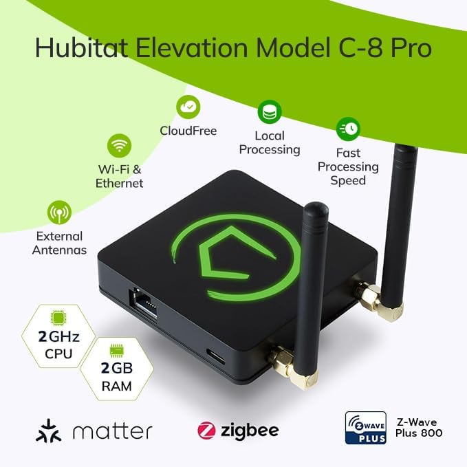 Elevation Home Automation Hub (Model C-8 Pro) Compatible with Alexa, Apple HomeKit, Google Home, Zigbee, Z-Wave, Matter, Aqara