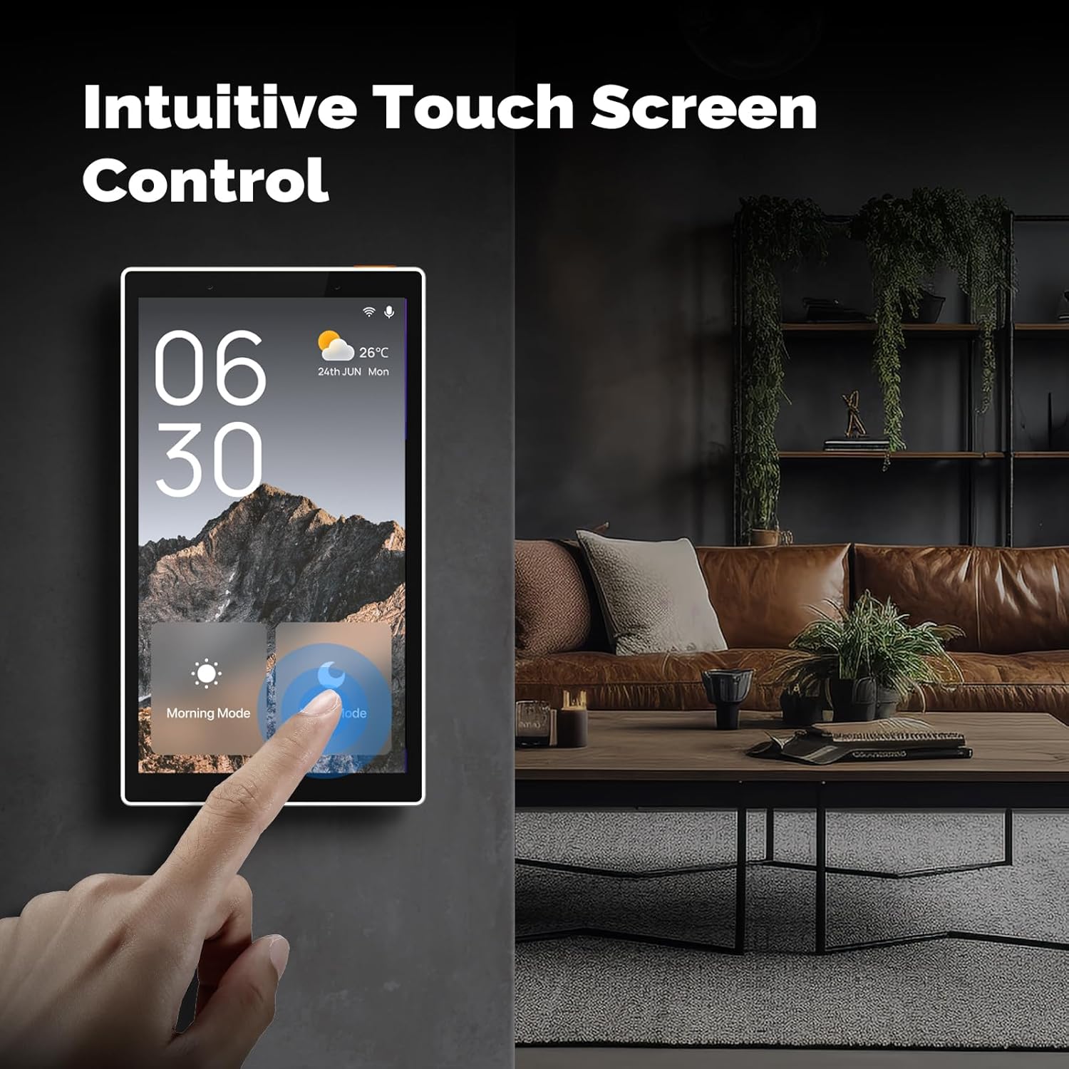 Smart Home Touchscreen Control(1-Switch Panel), In-wall Smart Panel with Alexa Built-in, Compatible with Smart Life devices, Manage and Control Home Devices and Scenes with Touch and Voice