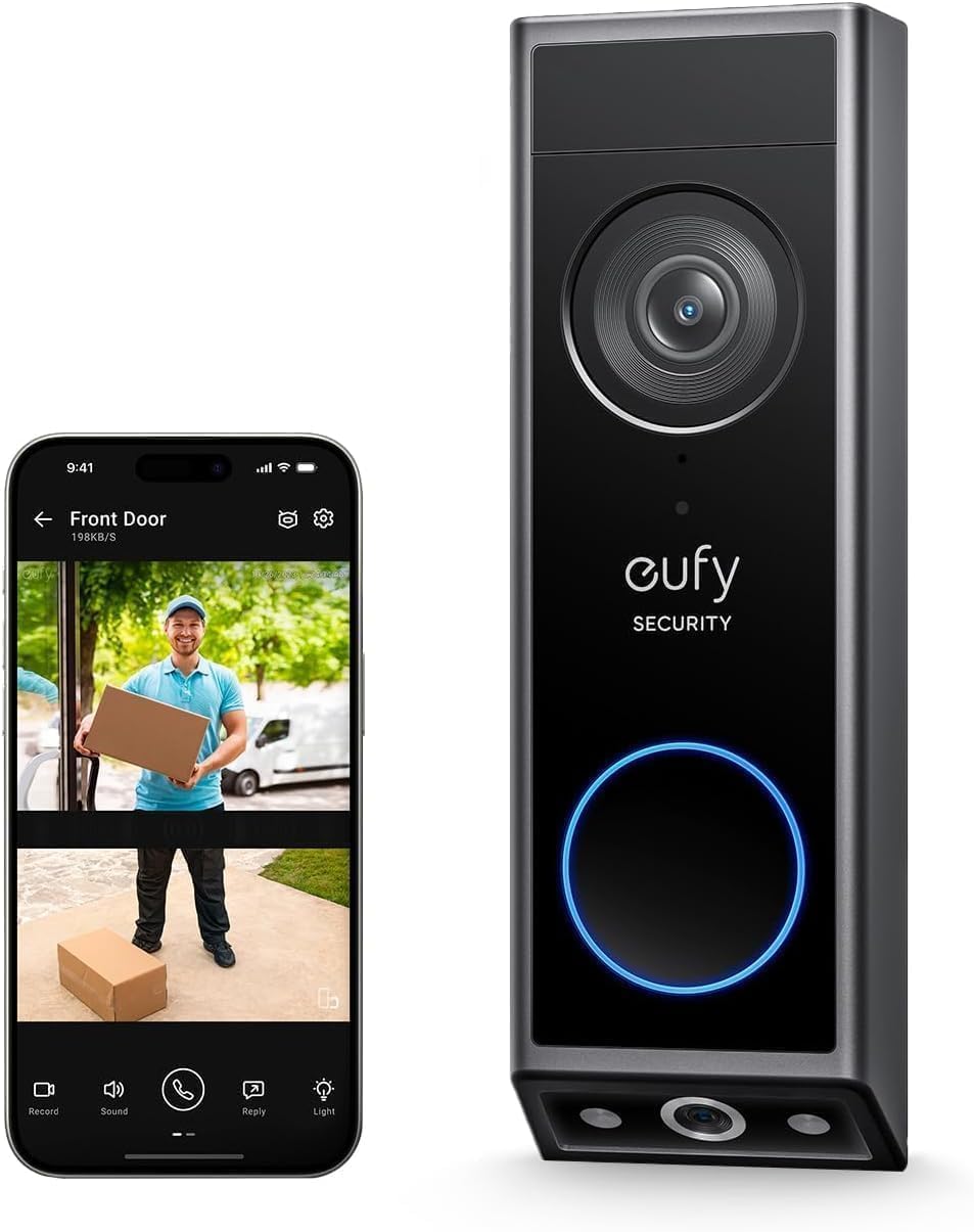 Video Doorbell E340 Dual Cameras with Delivery Guard 2K Full HD Wireless Video Doorbell Camera, Wired/Battery Powered, Colour Night Vision, 6,500mAh Rechargeable Battery, No Monthly Fee