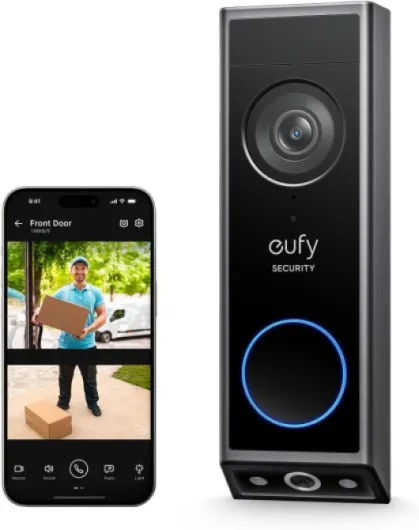 Video Doorbell E340 Dual Cameras with Delivery Guard 2K Full HD Wireless Video Doorbell Camera, Wired/Battery Powered, Colour Night Vision, 6,500mAh Rechargeable Battery, No Monthly Fee