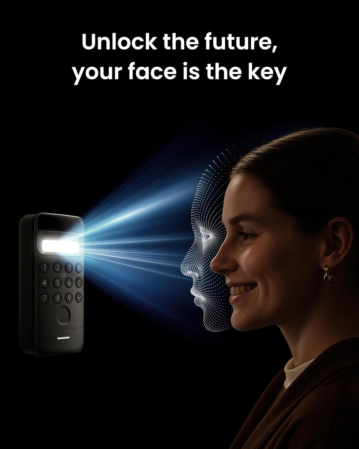 WiFi Smart Lock Ultra with Keypad Vision, 3D Face Recognition, Fingerprint Door Lock, Smart Door Lock, Fits Your Existing Euro Profile Cylinder, Supports Matter, Alexa, Google, IFTTT WLAN Lock Ultra with Keypad Vision