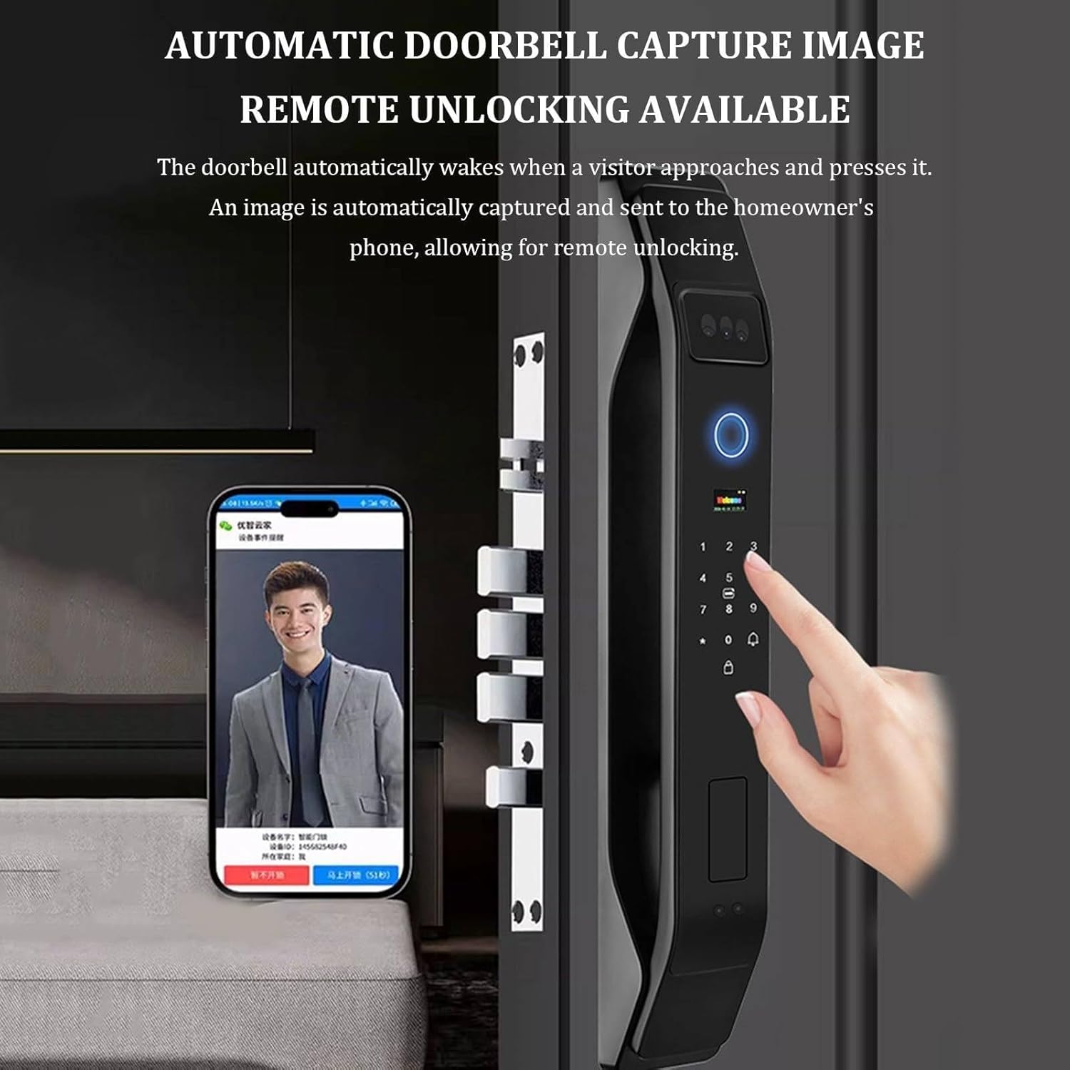Front Door Smart Lock with Camera and Indoor Screen, 3D Face Recognition Smart - W/Lock Body, For Video Doorbell, Fingerprint, App, Passcodes, Ic Card, 3200mah Lithium Battery
