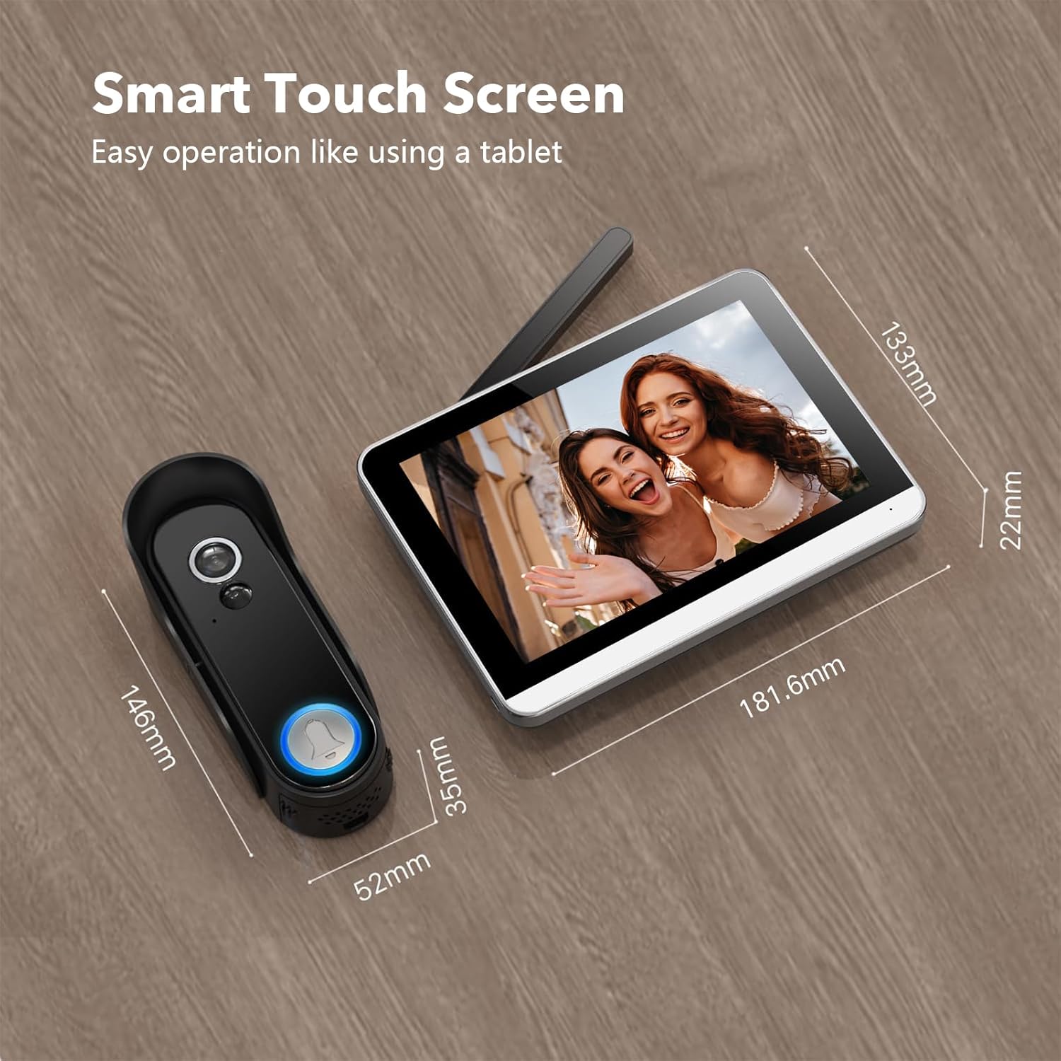 Wireless Doorbell Camera with 7" Screen Monitor Smart Video Door Phone Intercom System 1080P WiFi Front Door Bell Two-Way Audio, Night Vision, Motion Detection, Support Tuya App 7,000mAh