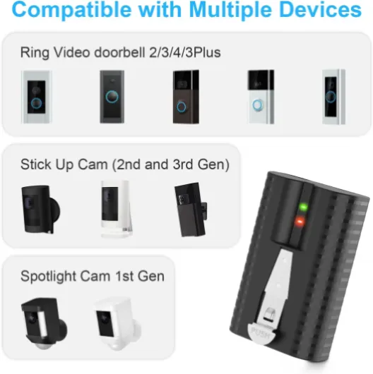 2Pack Rechargeable Battery for Ring Video Doorbell 2/3/3Plus/4 with Charger Station,Compatible with Stick Up Cam Battery(2nd & 3rd Gen),Spotlight Cam and Peephole Cam（3.65V 6040mAh） 2P+1C