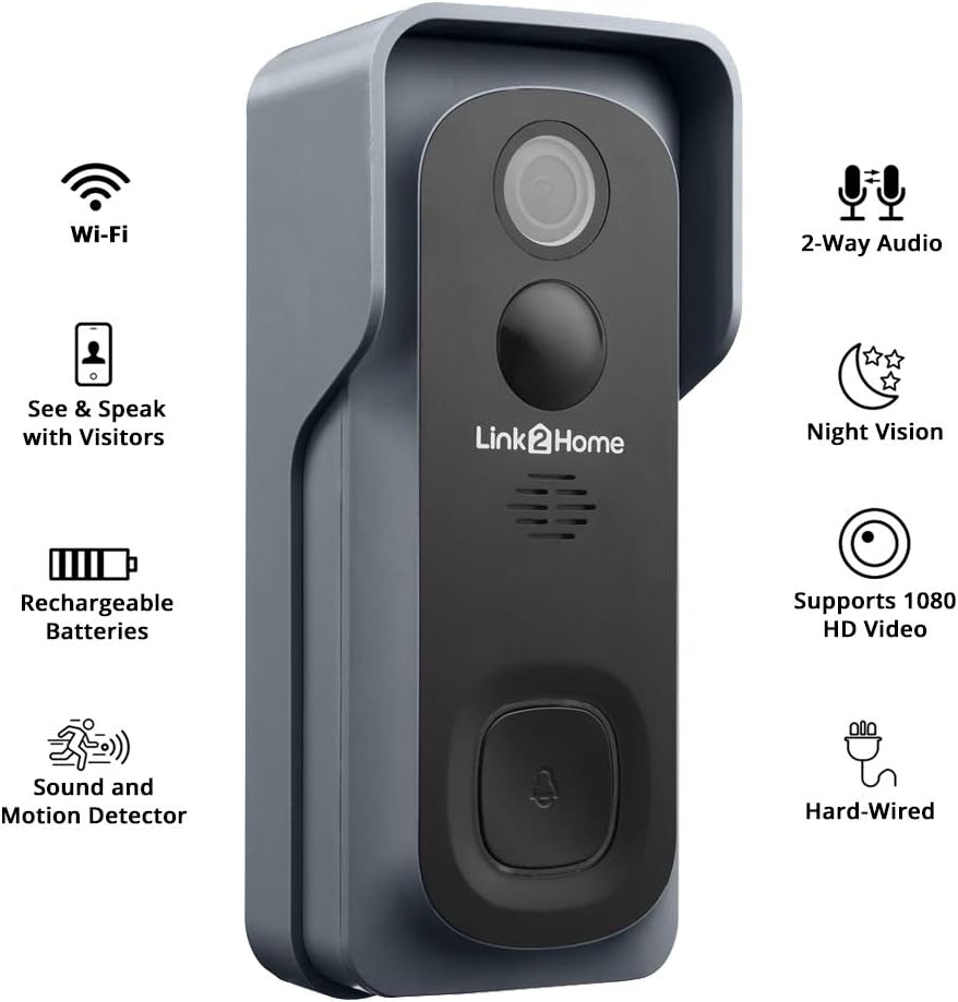Wireless Smart Video Doorbell BellBattery with Motion Detection, 2-Way Audio, WiFi, Voice Control & Wide-Angle Camera