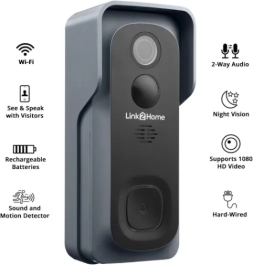 Wireless Smart Video Doorbell BellBattery with Motion Detection, 2-Way Audio, WiFi, Voice Control & Wide-Angle Camera