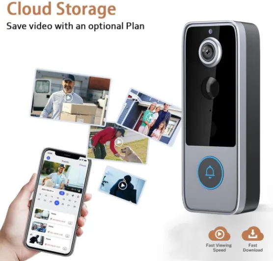 Purepeeki Camera Doorbell, Wireless Video Doorbell with HD Camera, Motion Detection & Two-Way Audio, Smart Doorbell Camera for Home Security, Easy Installation