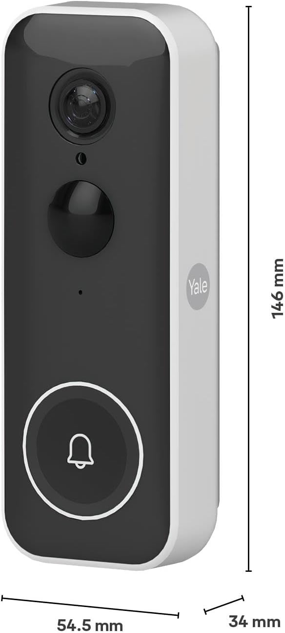 Smart Video Doorbell [NO SUBSCRIPTION REQUIRED] Full HD Live View & Two-Way Audio - Motion Recordings - Customisable Privacy Zones - Night Vision - Real-Time Call - Works with the Home app Yale Smart Video Doorbell