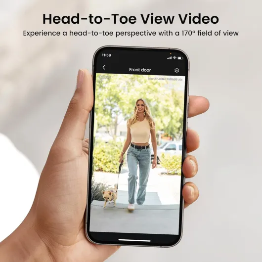 2K HD Wireless Video Doorbell Camera with Chime, Battery Powered, Wide Angle, 2-Way Talk, AI Human Detection, Local & Cloud Storage, 2.4GHz WiFi, Alexa Compatible, Senior-Friendly 2K HD Video Doorbell