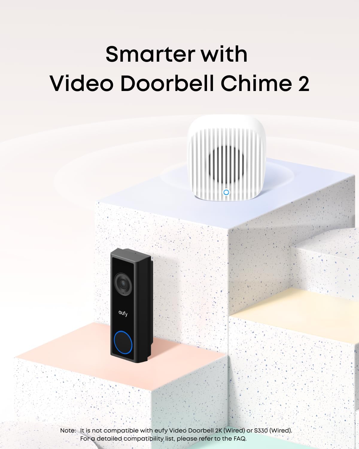 Eufy Video Doorbell Camera Wireless C30 with Chime 2, Live Video Calls, 2K FHD, 10 Bell Sounds, Bluetooth Auto-Pairing, Battery Powered, Easy Installation, HomeBase S380 Compatible, No Monthly Fee Black+white