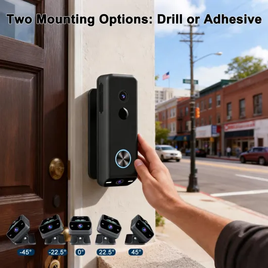 Video Doorbell Wireless Dual Camera with 2K HD Security Door Bells Cameras, Motion Detection, Wired or Battery Powered, Night Vision, 2-Way Audio, SD Card&Cloud Storage, 2.4G WiFi,Works with Alexa Black