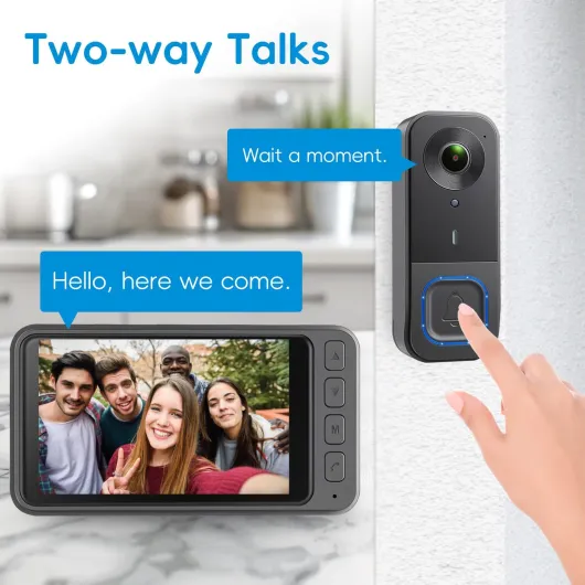 4.3" Wireless Video Doorbell with HD Screen - Plug & Play, No WiFi Needed - 1080P, 170° View, 2-Way Talk, Night Vision, IP68 Waterproof, No Subscription.