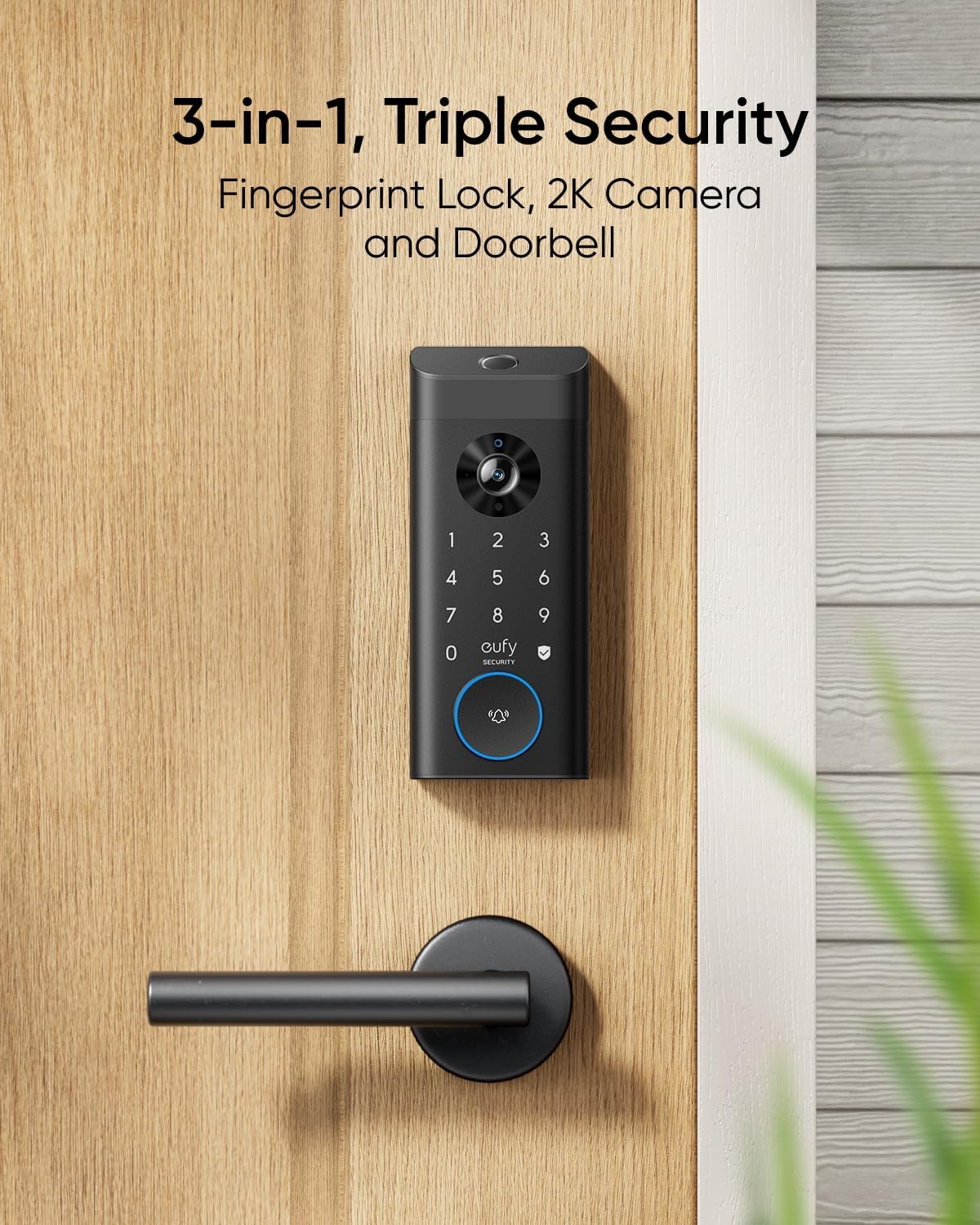 Video Smart Lock E330, 3 in 1 Camera + Doorbell + Fingerprint Keyless Entry Door Lock, Built-in Smart Deadbolt for Front Door, Auto Lock, Video Lock