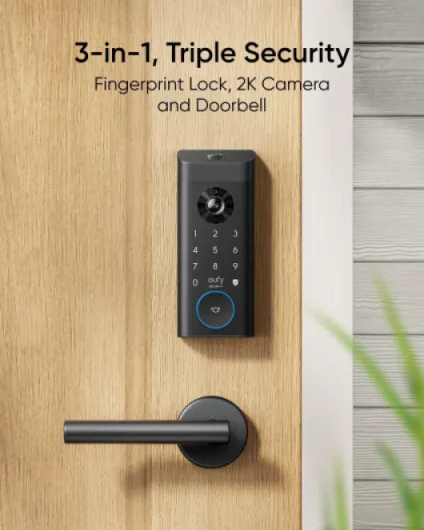 Video Smart Lock E330, 3 in 1 Camera + Doorbell + Fingerprint Keyless Entry Door Lock, Built-in Smart Deadbolt for Front Door, Auto Lock, Video Lock