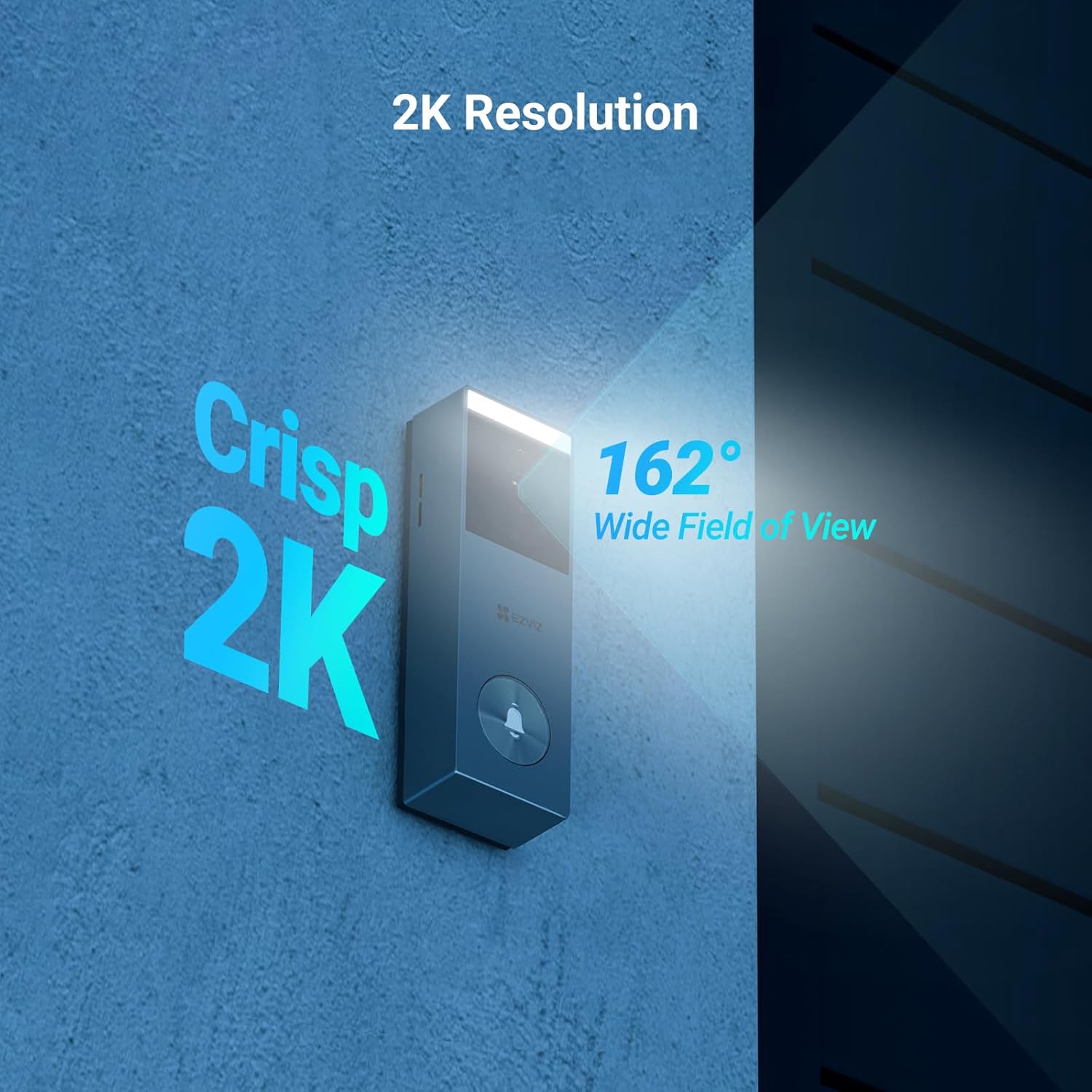2K Solar Doorbell Camera Removal-Free Charging No Monthly Fee, 8 GB Local Storage, 162° Wide View, Wireless & Wired, Colour Night Vision, AI Detection, Front Door Camera (CP3 Pro)