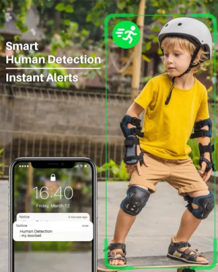 1080P Video Doorbell Camer, Wireless Doorbell Camera Outdoor, No Monthly Fee, indoor chime, 2.4G WiFi, IP65 Waterproof, Night Vision, Ai Human Detection, SD Card/Cloud Storage J1