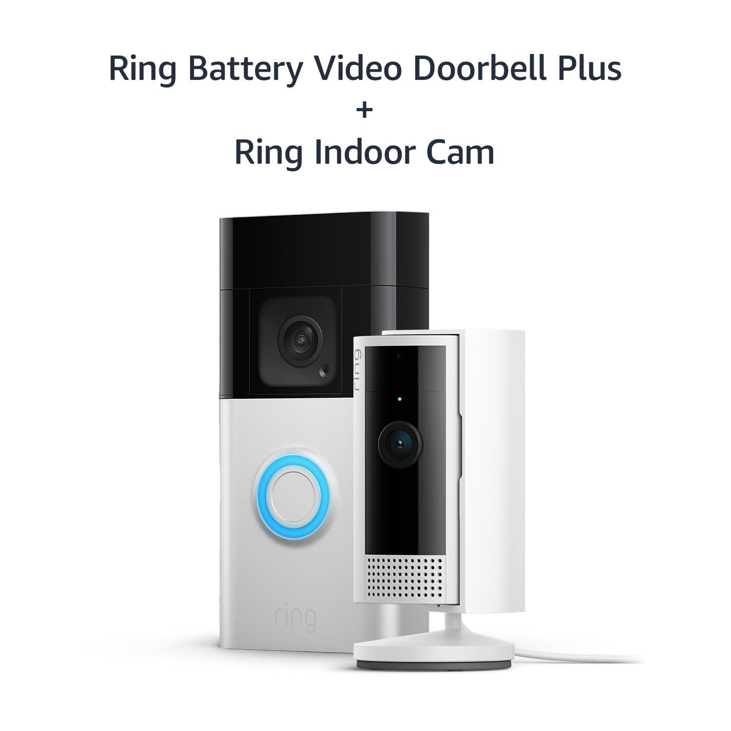 Ring Battery Video Doorbell Plus (Newest gen) + Ring Indoor Camera (2nd Gen) - Wireless Video Doorbell Camera with 1536p HD Video, Head-To-Toe View, Colour Night Vision, Wi-Fi, DIY - Easy to install