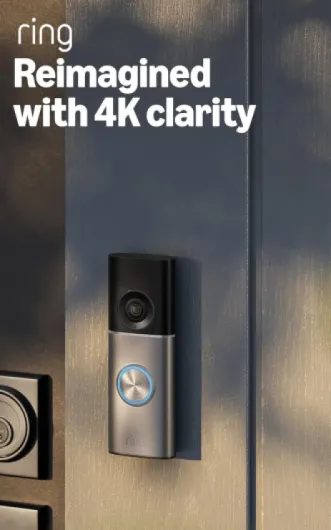 Wired Video Doorbell Pro (newest gen) Plug-in - Video Doorbell Camera with Retinal 4K, up to 10x Enhanced Zoom - Wide Field of View - Radar Detection - 30-day free trial of Ring Subscription Plan