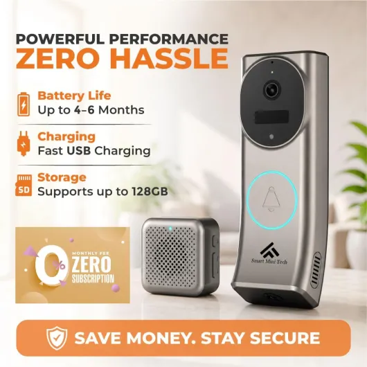 Security Doorbell with Dual 2K Full HD Cameras & Separate Indoor Chime – Wireless Door Bell, Smart Ring Door Bell with Voice Compatibility, Includes Ring & Security Camera Outdoor Wireless System - 9300 mAh