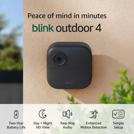 Outdoor 4 – Wireless smart security camera, two-year battery life, 1080p HD day and infrared night live view, two-way talk - Sync Module Core included – 5 camera system Camera (2-year battery life) 5 Camera System